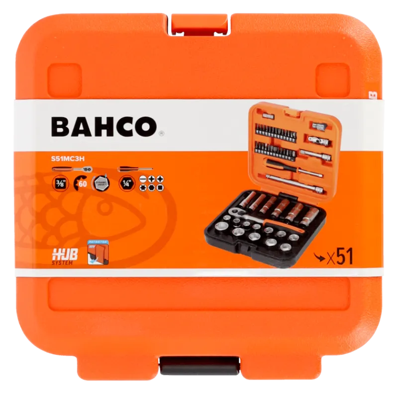 BAHCO Hylsnyckelsats 3/8,51 delar| Hylsor & Nyckelverktyg