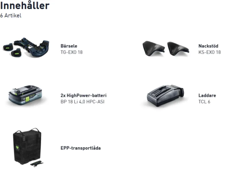 Festool Exoskelett ExoActive EXO 18 HPC 4,0 I-Plus| Slipa Och Borsta