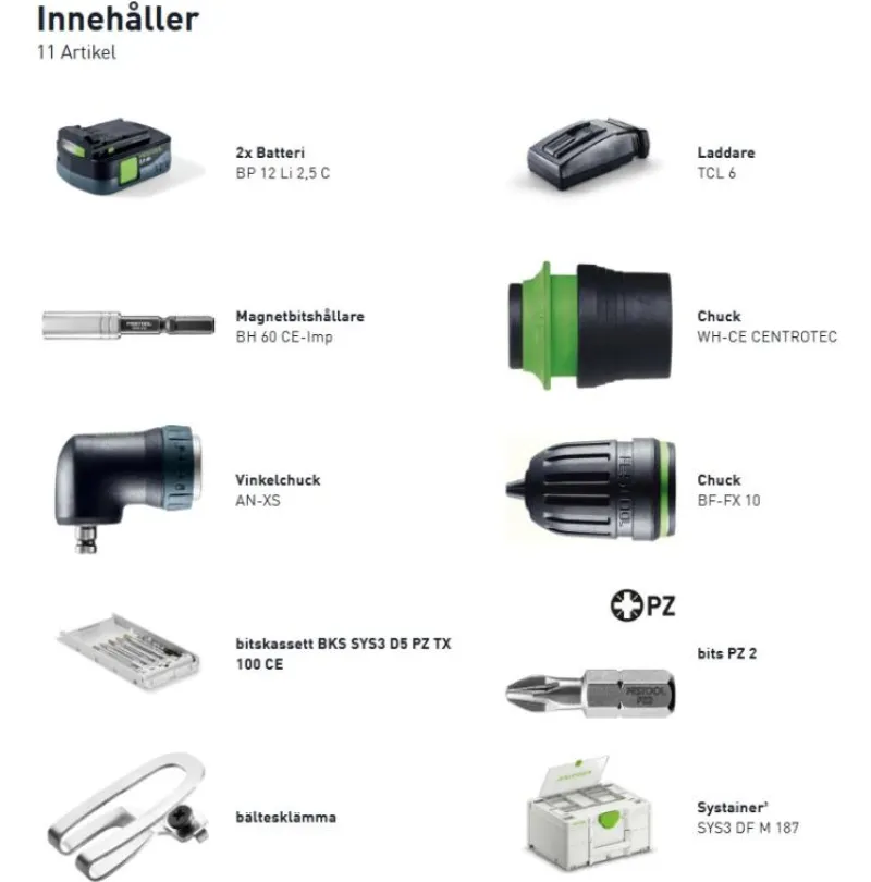 Festool Skruvdragare TXS 12 2,5-Set| Borra Och Skruva