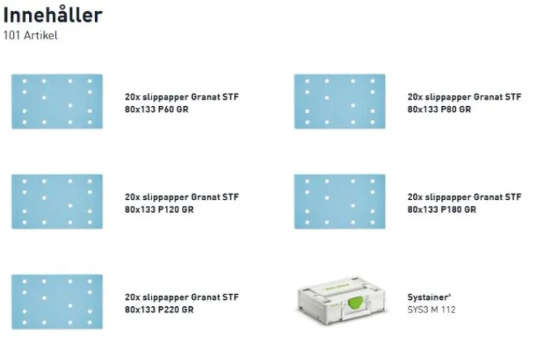 Festool Slippapper-systainer 80x133 GR SYS| Slippapper