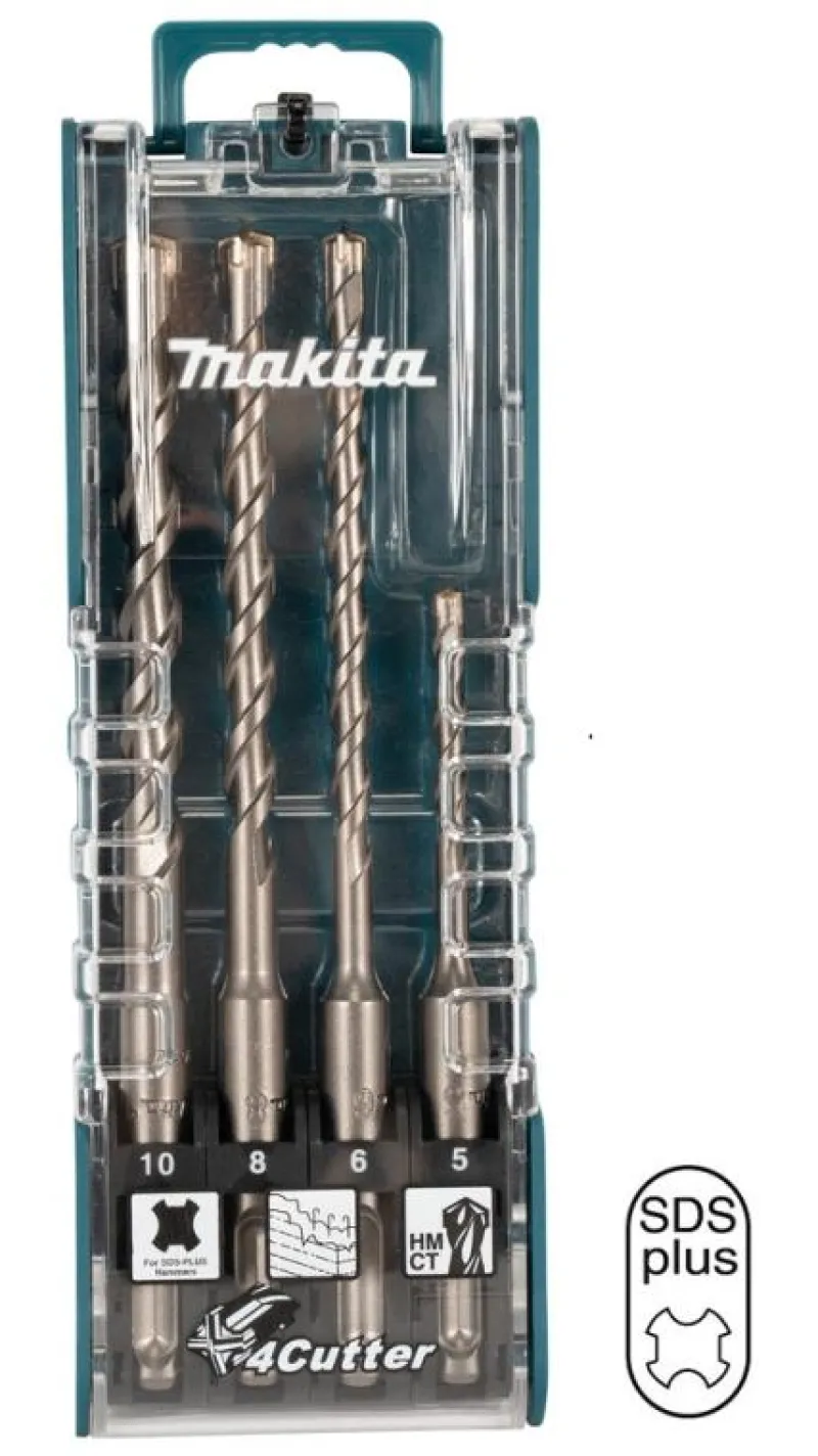 MAKITA Hammarborrsats 4-skär SDS-PLUS 4-delar| Borr Och Borrsatser