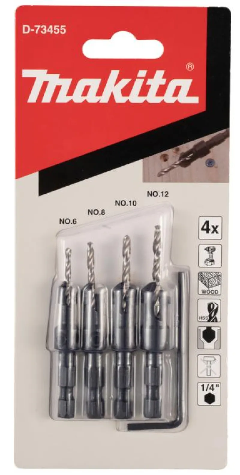 MAKITA Borrset med försänkare 4-pack| Borr Och Borrsatser