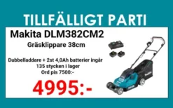 MAKITA DLM382CM2 Gräsklippare 2x18V 4,0Ah, komplett| Gräsklippare