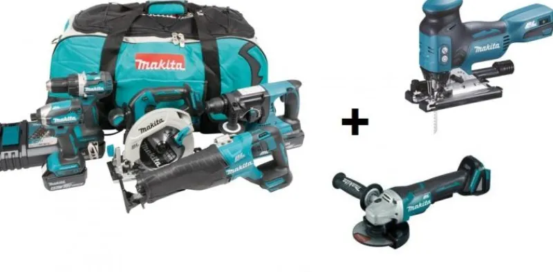 MAKITA DLX5032T plusplus combokit (7 st maskiner i väska +1st extra 5,0Ah-batteri-på-köpet! Värde 995:-| Combokit