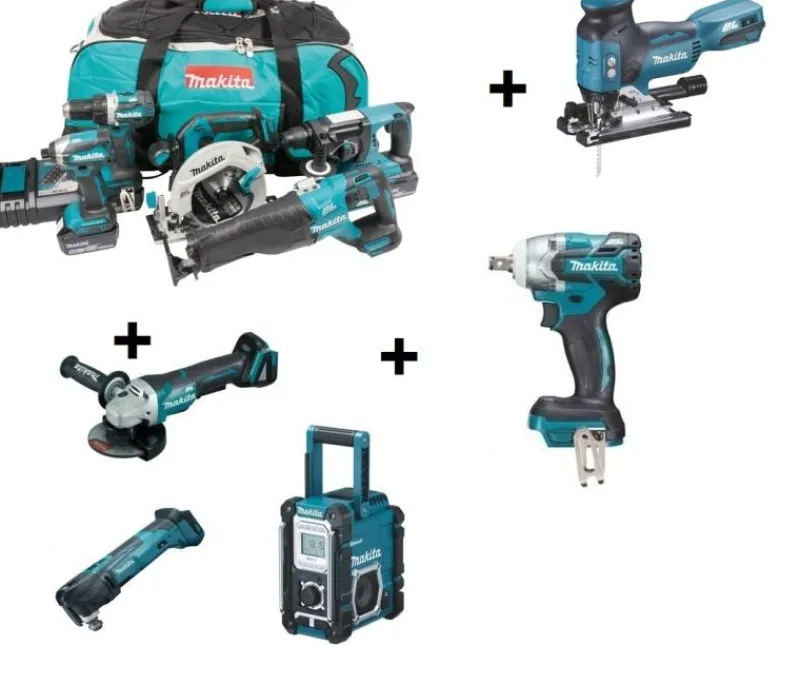 MAKITA DLX5032T superplus combokit (9 st maskiner i väska + Radio) +1st extra 5,0Ah-batteri-på-köpet! Värde 995:-| Combokit