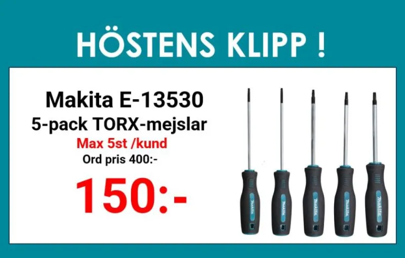 MAKITA Skruvmejselsats TORX 5-delar| Skruvmejslar