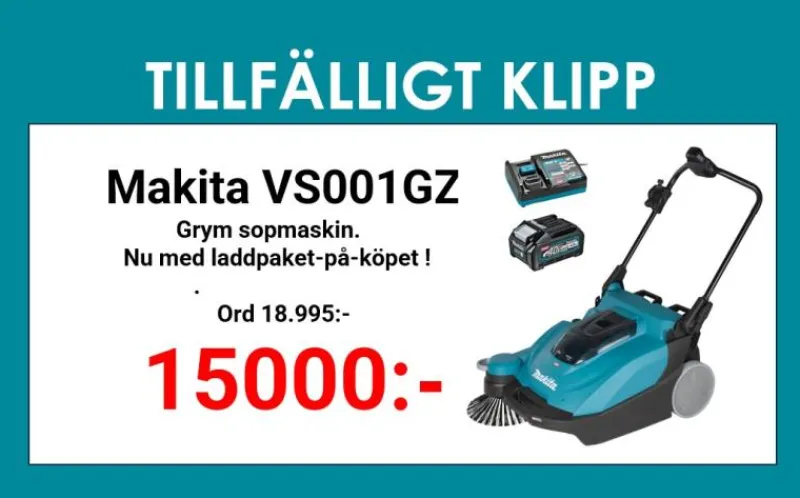 MAKITA VS001GZ Sopmaskin , Laddpaket-på-köpet !| Trädgårdsmaskiner 40 Volt