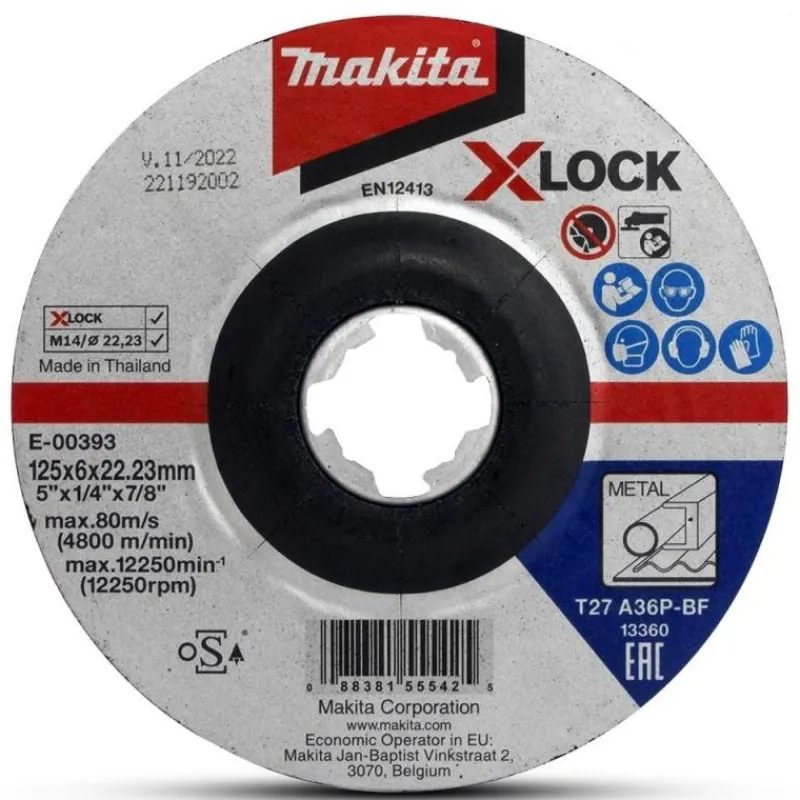 MAKITA X-lock Slipskiva 125x6 mm metall| Kap- Slipskivor