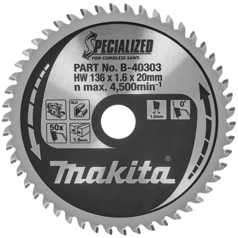 MAKITA Sågklinga Aluminium 136x20x1,6 50T Specialized| Sågklingor För Metallcirkelsågar|Sågklinga Cirkelsågar, Sänksågar