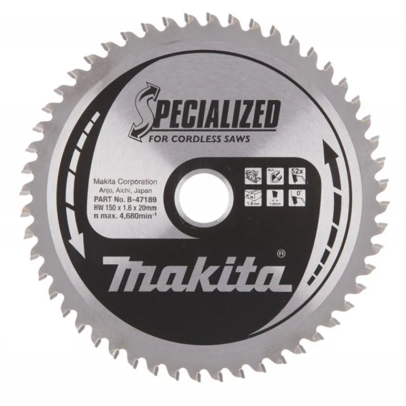 MAKITA Sågklinga Aluminium 150x20x1,6 52T Specialized| Sågklingor För Metallcirkelsågar|Sågklinga Cirkelsågar, Sänksågar