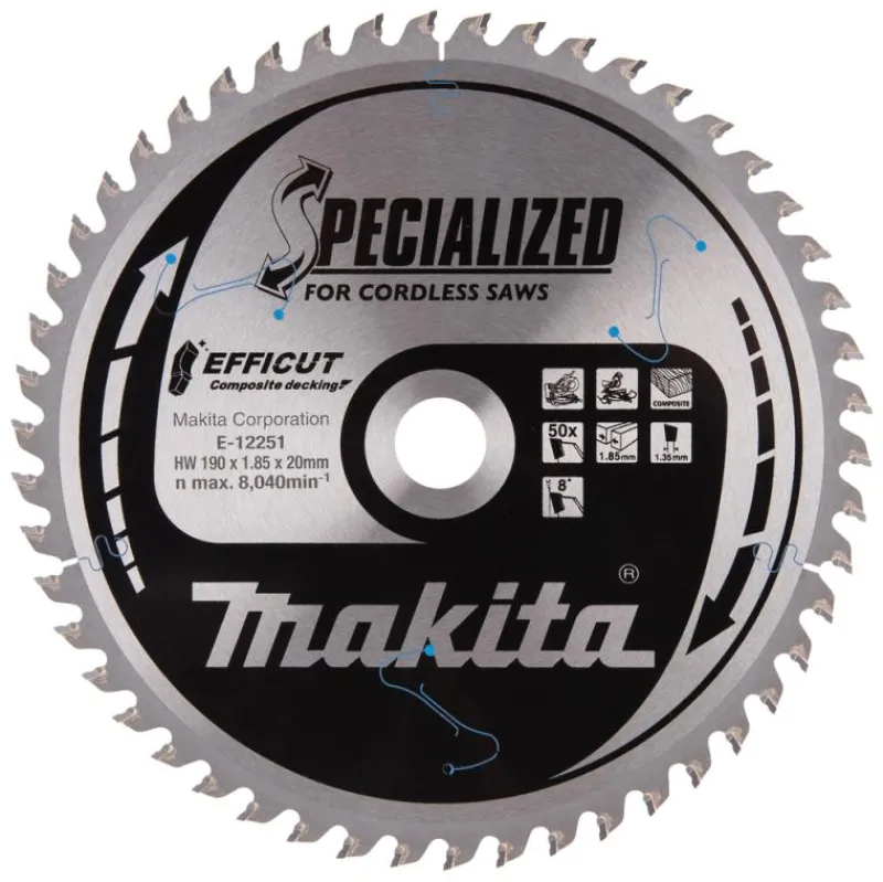 MAKITA Sågklinga Komposit 190x20x1,85 50T Efficut| Sågklingor Klyv-, Kap- Och Gersågar