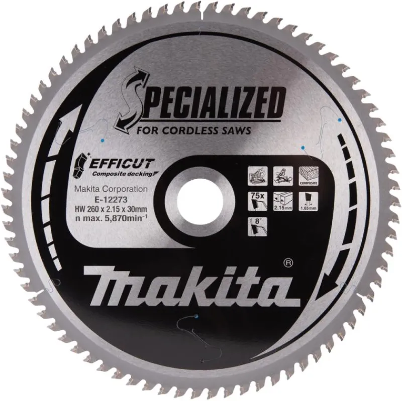 MAKITA Sågklinga Komposit 260x30x2,15 75T Efficut| Sågklingor Klyv-, Kap- Och Gersågar