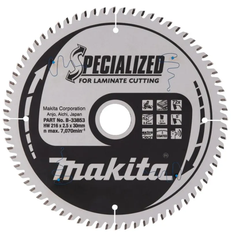 MAKITA Sågklinga Laminat 216x30x2,5 72T Specialized| Sågklingor Klyv-, Kap- Och Gersågar