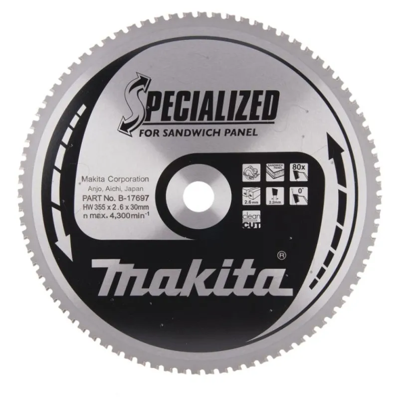 MAKITA Sågklinga Sandwich 355x30x2,6 80T Specialized| Sågklinga Cirkelsågar, Sänksågar