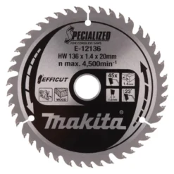 MAKITA Sågklinga Trä 136x20x1,4 45T Effficut| Sågklinga Cirkelsågar, Sänksågar