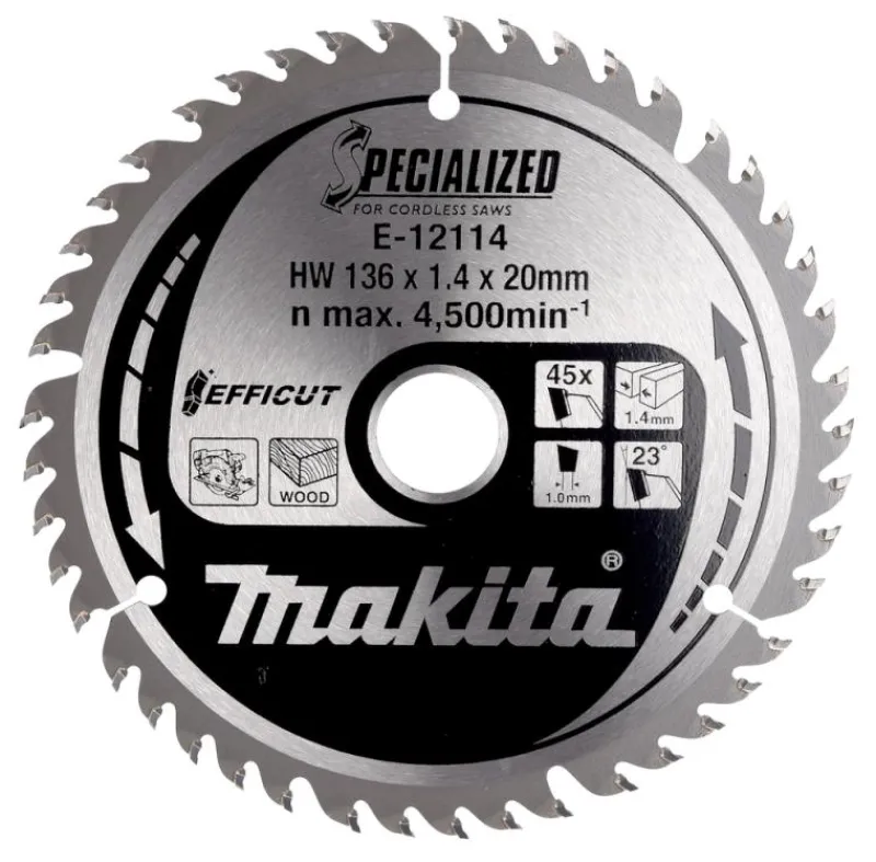 MAKITA Sågklinga Trä 136x20x1,4 45T Effficut| Sågklinga Cirkelsågar, Sänksågar