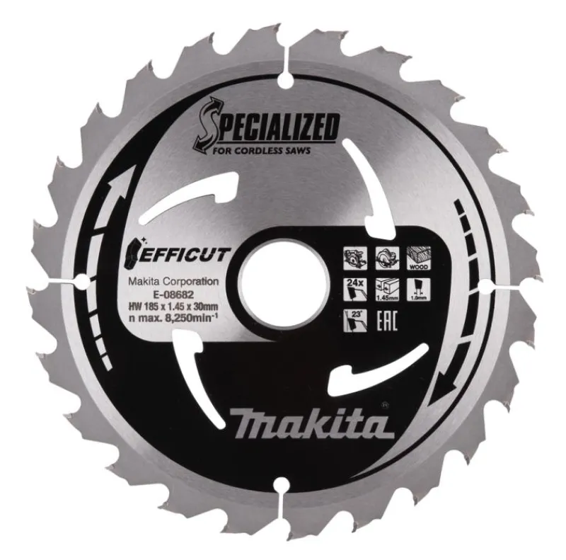 MAKITA Sågklinga Trä 185x30x1,45 24T Efficut| Sågklinga Cirkelsågar, Sänksågar