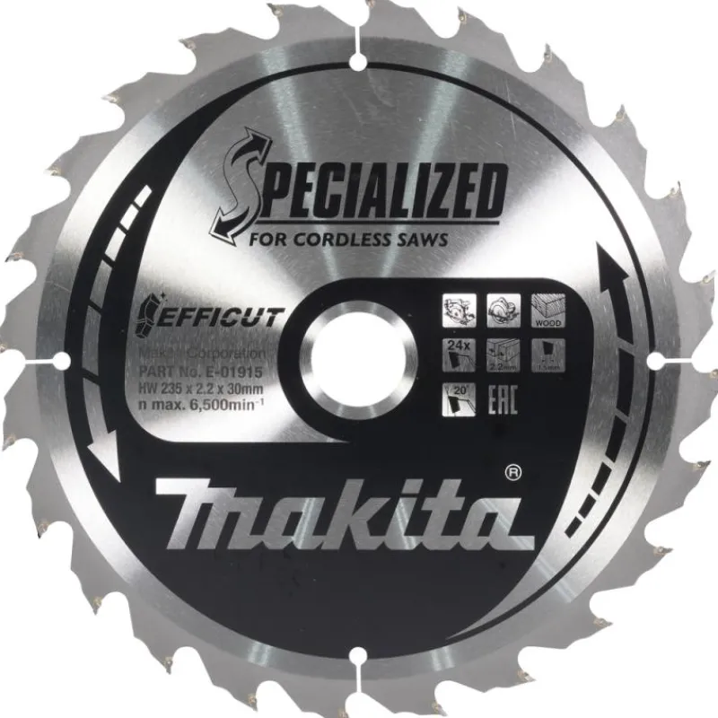 MAKITA Sågklinga Trä 235x30x2,2 24T Efficut| Sågklinga Cirkelsågar, Sänksågar