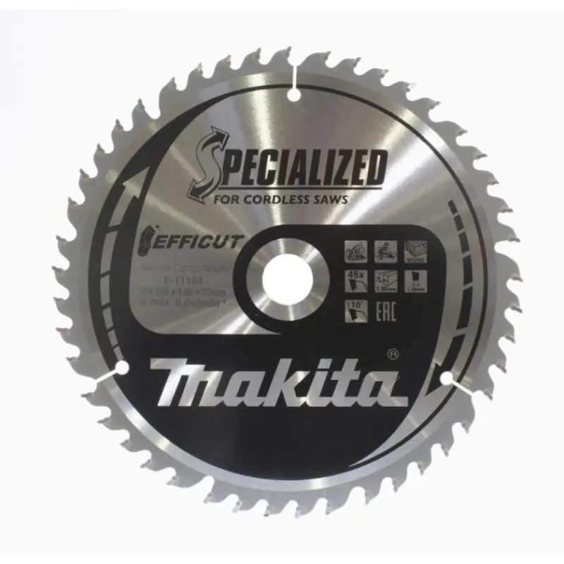 MAKITA Sågklinga Trä 190x20x1,85 45T Efficut| Sågklingor Klyv-, Kap- Och Gersågar