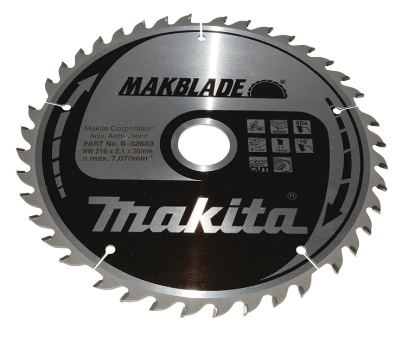 MAKITA Sågklinga Trä 216x30x2,1 40T Makblade| Sågklingor Klyv-, Kap- Och Gersågar