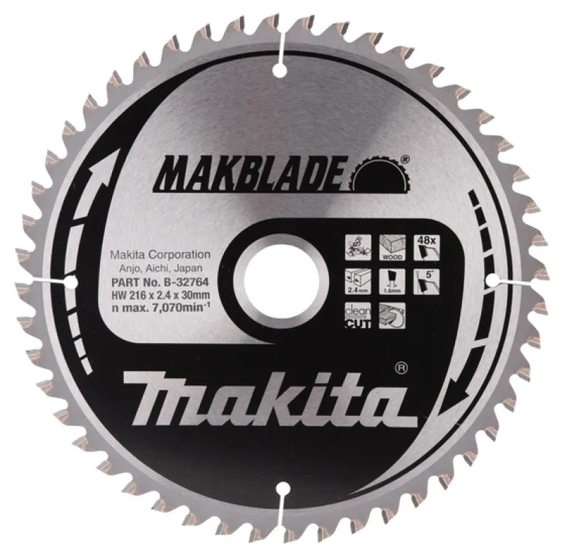 MAKITA Sågklinga Trä 216x30x2,4 48T Makblade| Sågklingor Klyv-, Kap- Och Gersågar