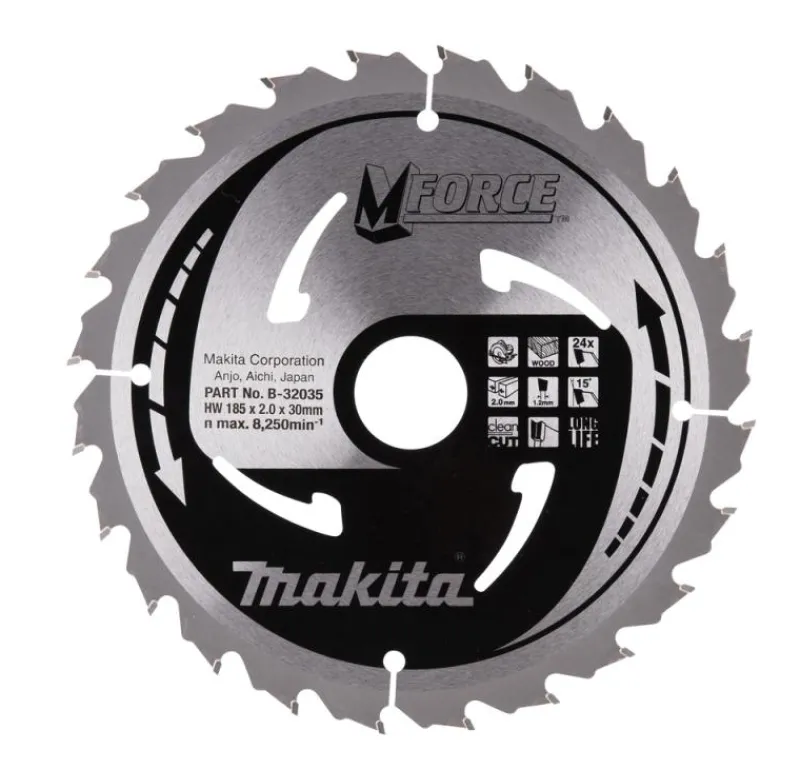 MAKITA Sågklinga Trä 185x30x2,0 24T M-Force| Sågklinga Cirkelsågar, Sänksågar