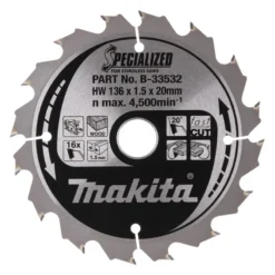 MAKITA Sågklinga Trä 136x20x1,5 16T Specialized| Sågklinga Cirkelsågar, Sänksågar