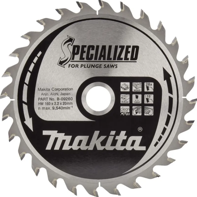 MAKITA Sågklinga Trä 160x20x2,2 28T Specialized| Sågklinga Cirkelsågar, Sänksågar